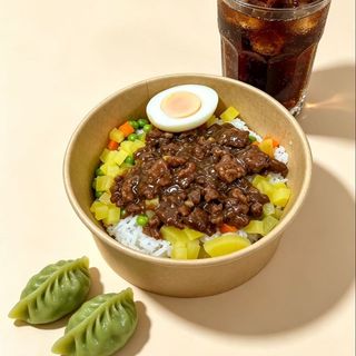 arroz con picadillo de ternera