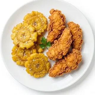 Pollo frito con tostones (Mediano) (Pica Pollo)