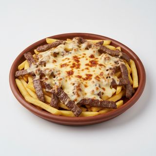 Patatas con carne y queso.