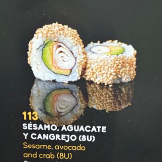 113Uramaki De Sésamo Con Aguacate Y Cangrejo (8 Uds.)
