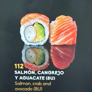 112Uramaki De Salmón Con Cangrejo Y Aguacate (8 Uds.)