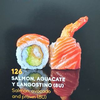 126 uramakis Salmón Con Tempura De Langostino y aguacate(8 Uds.)
