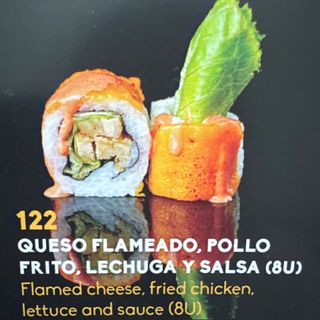 122 uramaki Queso Flambeado Con Pollo Frito Y Lechuga (8 Uds.)