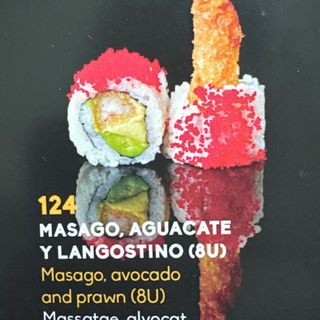 124Uramaki De Masago Con Aguacate Y Langostino (8 Uds.)