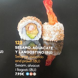 123Uramaki De Sésamo Con Aguacate Y Langostino (8 Uds.)
