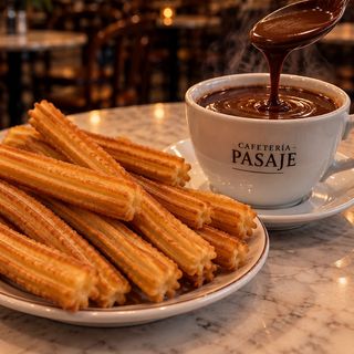 Chocolate (1lt .) + 24 Churros + 4 rosquillas pasaje