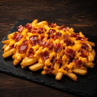 Cheddar y bacon fries