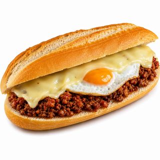 Bocadillo Jijas Con Huevo Frito Y Queso