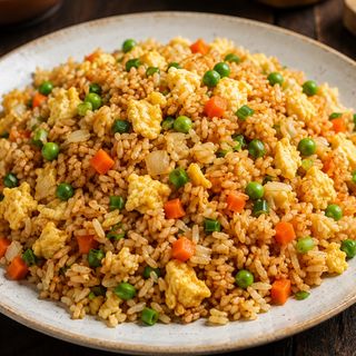 Arroz salteado con gamba y verduras
