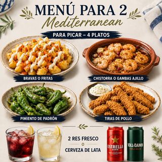 Menú para 2 Mediterranean (para picar 4 platos)