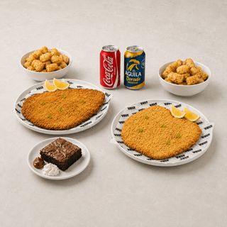 Combo 2 Milanesas + 2 Bebidas + 2 Patatas + Postre