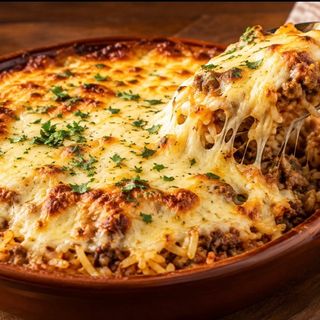 Plato gratinado con arroz