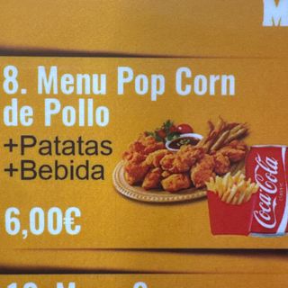 Menu 8 Pop Corn de pollo