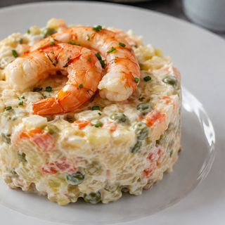 Ensaladilla Rusa Casera Con Mahonesa De Langostinos