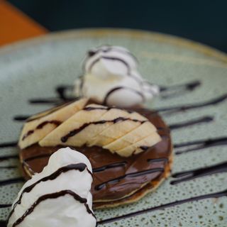 Tortitas con plátano y chocolate