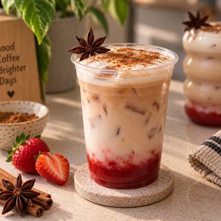 Iced strawberry chai latte