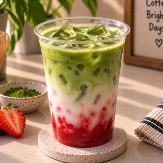 Iced strawberry matcha