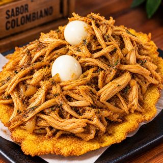 Patacón Con Carne Desmechada Pollo