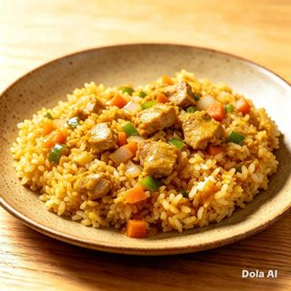 Arroz frito con salsa curry