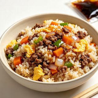 Arroz frito con ternera