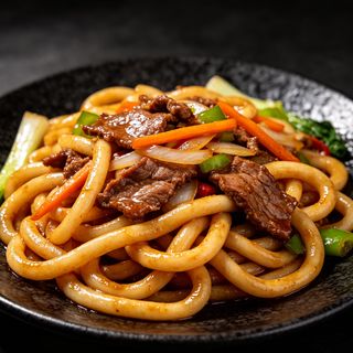 Udon frito con Ternera