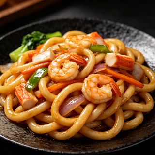 Udon frito con Gambas