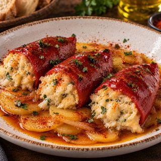 Pimientos del piquillo rellenos de bacalao