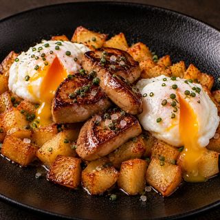 Huevos Rotos con foie fresco