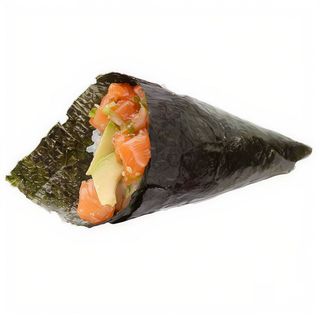 Temaki de Salmón, Aguacate, Pepino y Masago, 2 Unidades