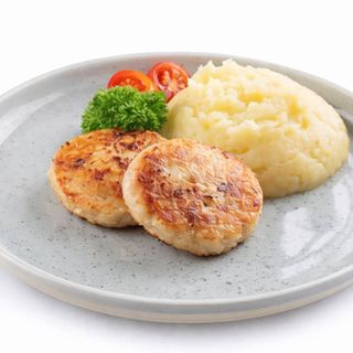 ქათმის კოტლეტი ყველით და ფრით