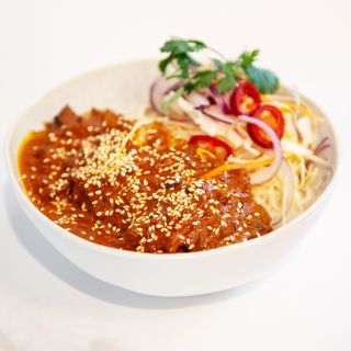 Rice with Grilled Chicken and Satay sauce