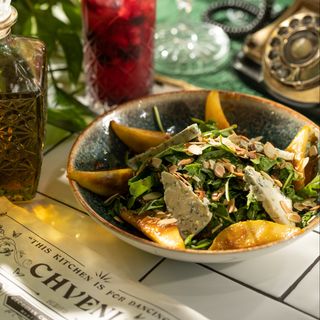 Caramelized Pear Salad with Roquefort Cheese & Almonds