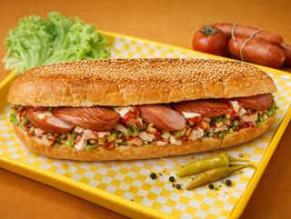 მექსიკური ჰოთ დოგი ღორის ხორცით პურში