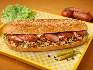 მექსიკური ჰოთ დოგი შერეული ხორცით პურში