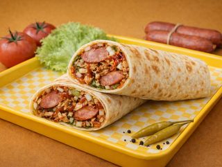 მექსიკური ჰოთ დოგი ღორის ხორცით ლავაშში