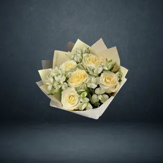 5 White rose and Alstromeies