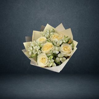 5 White rose and Alstromeies