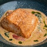 Norwegian salmon with creamy sauce and spinach