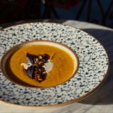 Pumpkin soup with stracciatella