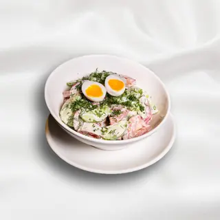 Rustic salad with sour cream