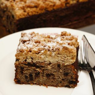 Banana cake slice with chocolate 
