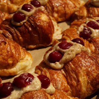 Amond cream croissant with cherry