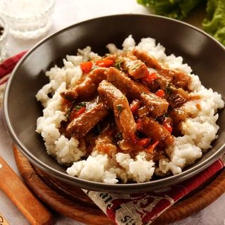 Meat gravy with rice