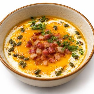 Pumpkin soup with ham