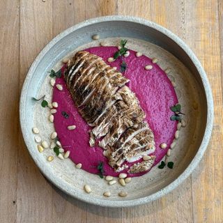 Сhicken breast with beetroot hummus