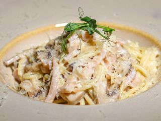 Pasta Spaghetti Ham Mushrooms