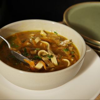 Mushroom noodles soup