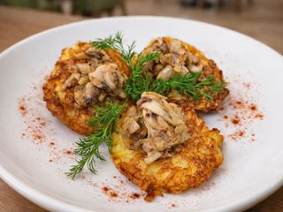 Potato pancakes with mushrooms VEGAN