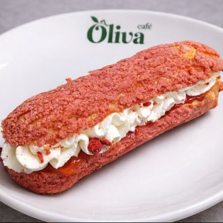 Strawberry banoffee éclair