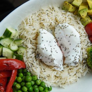Bowl with poached eggs